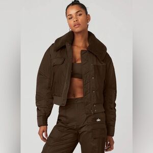 ALO BLAZE BOMBER JACKET IN ESPRESSO SIZE S